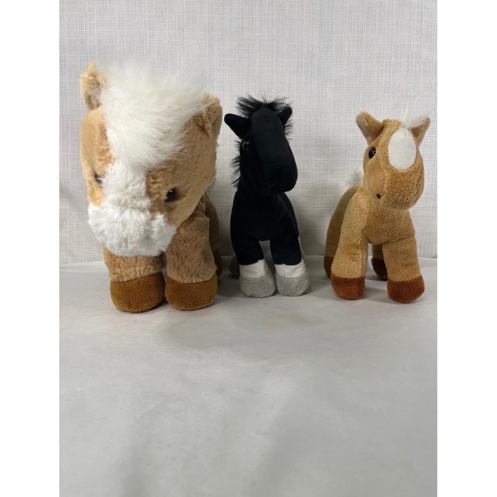 Breyer Aurora World Horse Plush Lot of 3 Stuffed Animal Ponies Tan Black Pinto